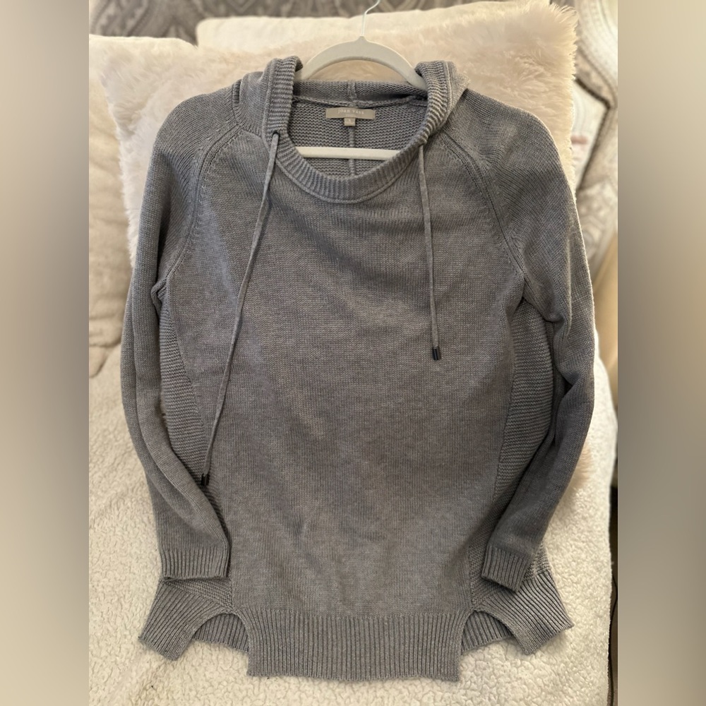 Joan Vass Cashmere Blend Gray Hoodie Size Small
